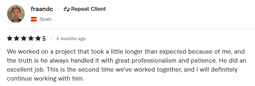 Client review screenshot 201